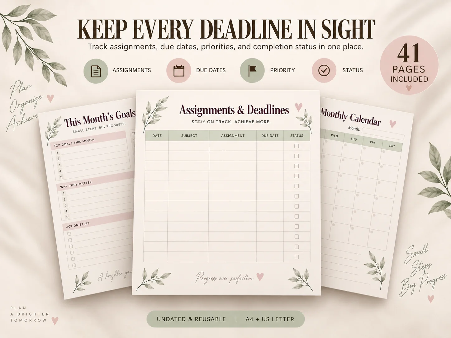 Monthly Study Planner Printable PDF | 40-Page Academic Planner for Students - Image 5