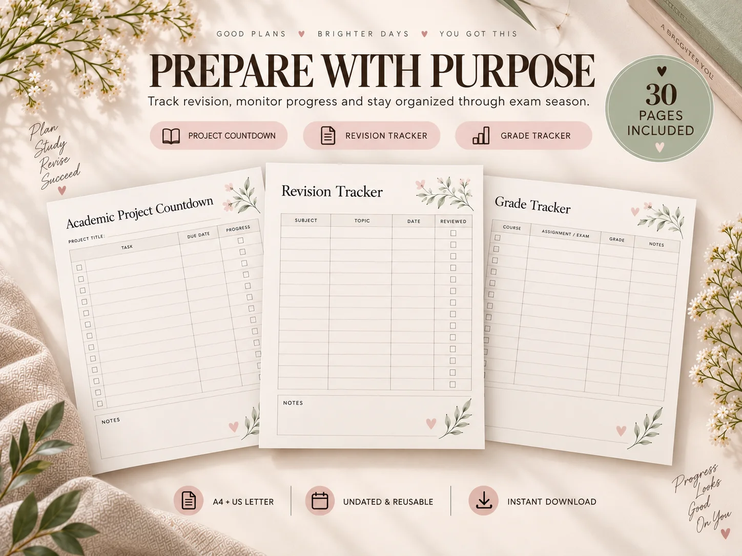 Aesthetic Study Planner Printable PDF | Cute, Minimalist & Pastel Student Planner - Image 7