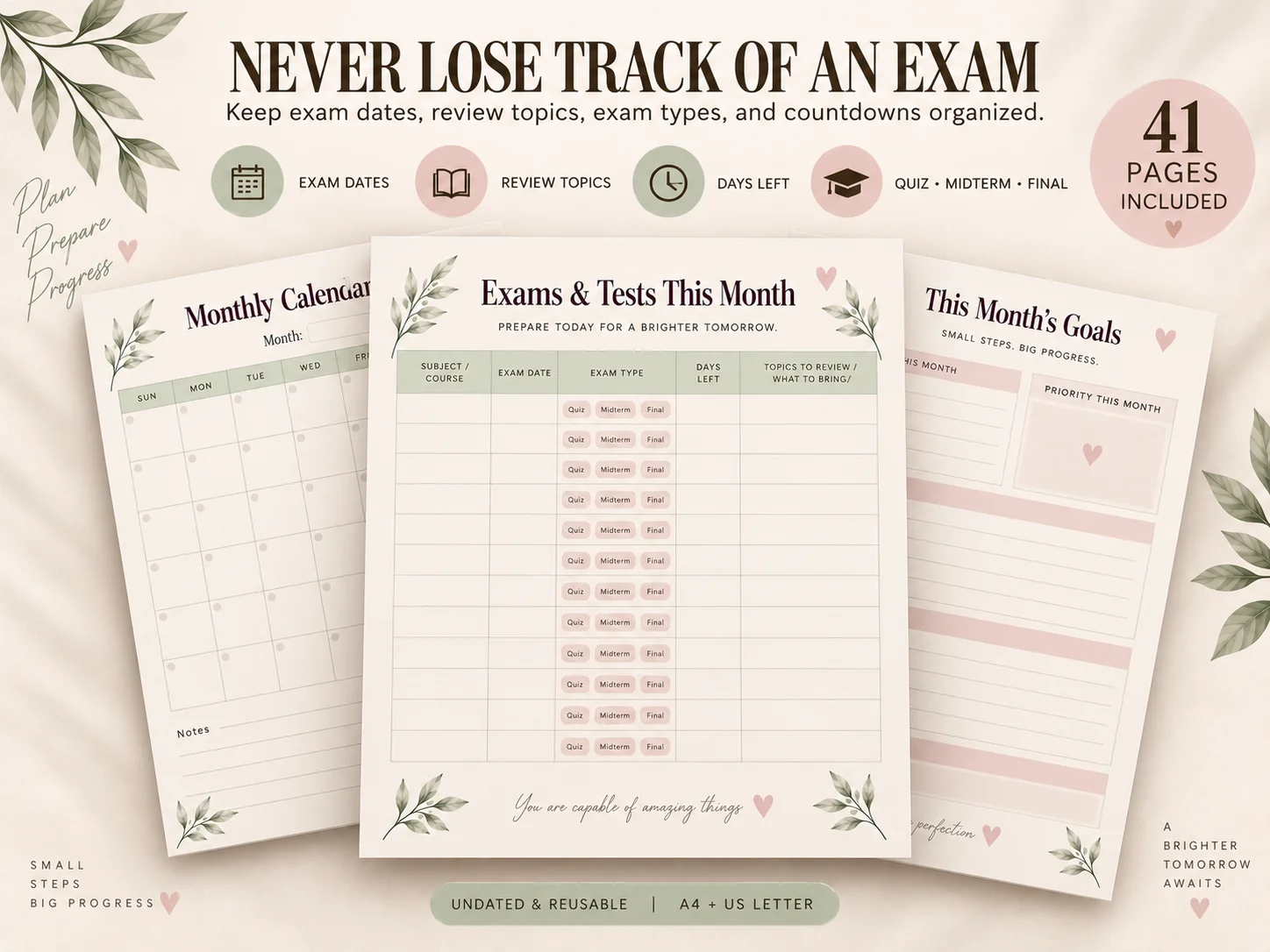 Monthly Study Planner Printable PDF | 40-Page Academic Planner for Students - Image 6