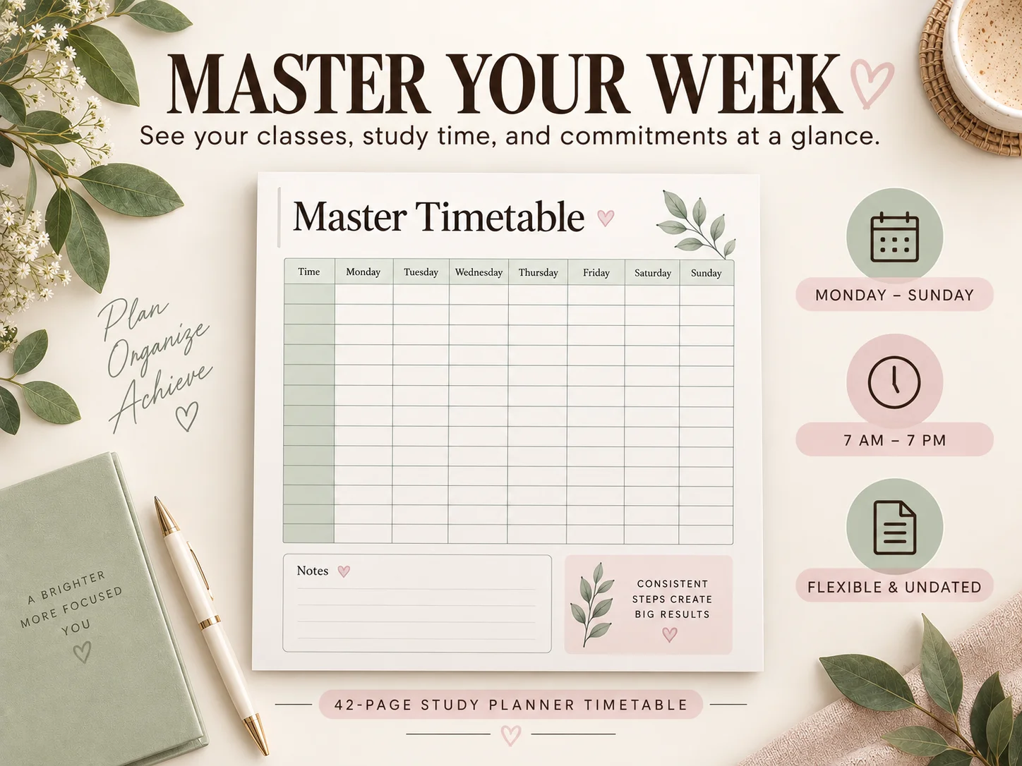 Student Study Planner Timetable Printable PDF | Subject & Study Schedule Planner - Image 3