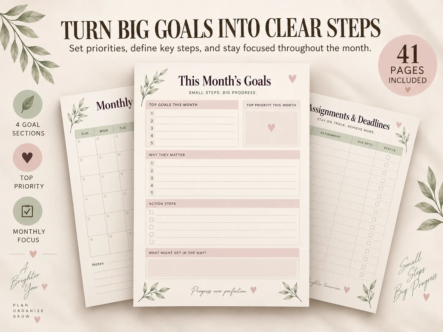 Monthly Study Planner Printable PDF | 40-Page Academic Planner for Students - Image 4
