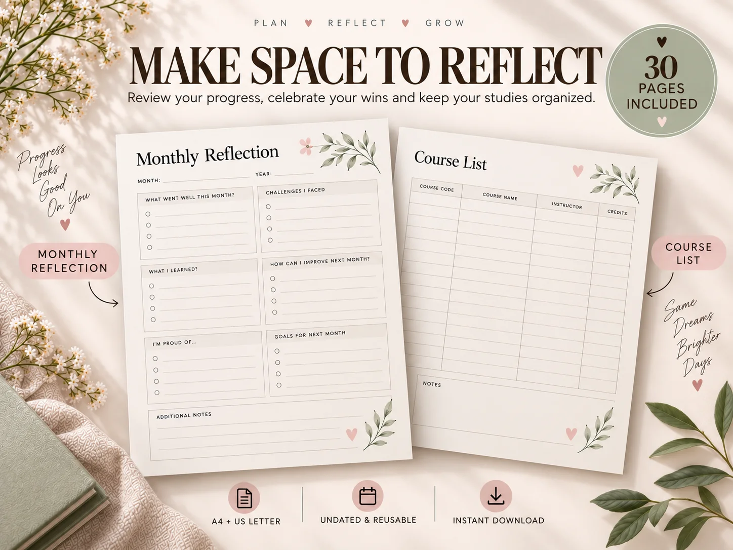 Aesthetic Study Planner Printable PDF | Cute, Minimalist & Pastel Student Planner - Image 9