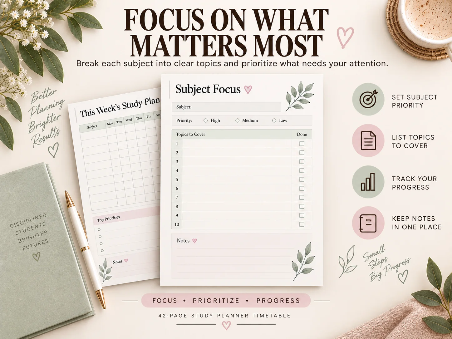 Student Study Planner Timetable Printable PDF | Subject & Study Schedule Planner - Image 7
