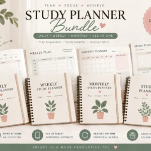 Ultimate Study Planner Bundle Printable PDF | Daily, Weekly & Monthly Student Planner