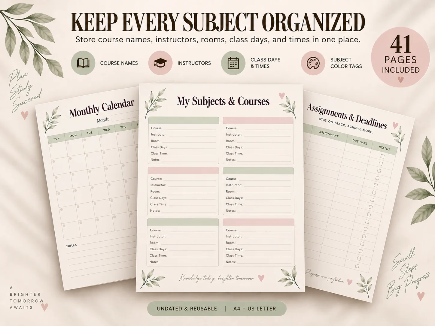 Monthly Study Planner Printable PDF | 40-Page Academic Planner for Students - Image 7