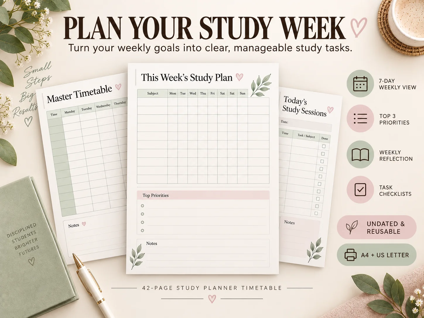 Student Study Planner Timetable Printable PDF | Subject & Study Schedule Planner - Image 4
