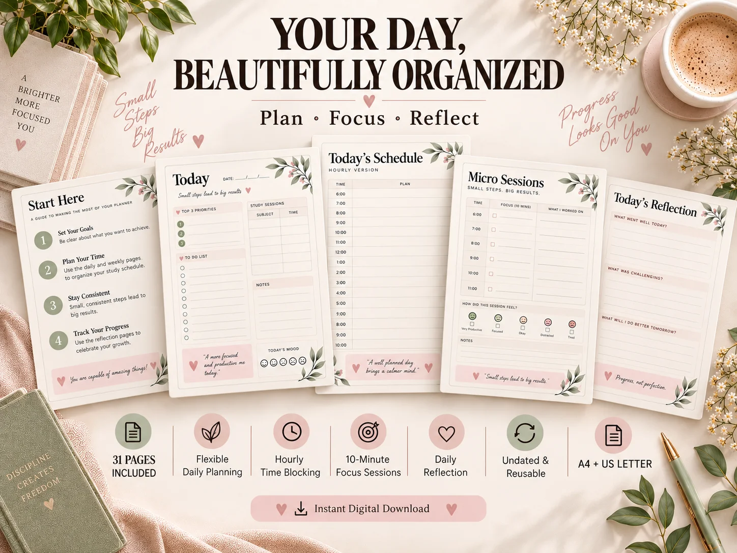 Daily Study Planner | Printable Study Planner for Students | A4 & US Letter | 40 Pages | Instant Digital Download - Image 4