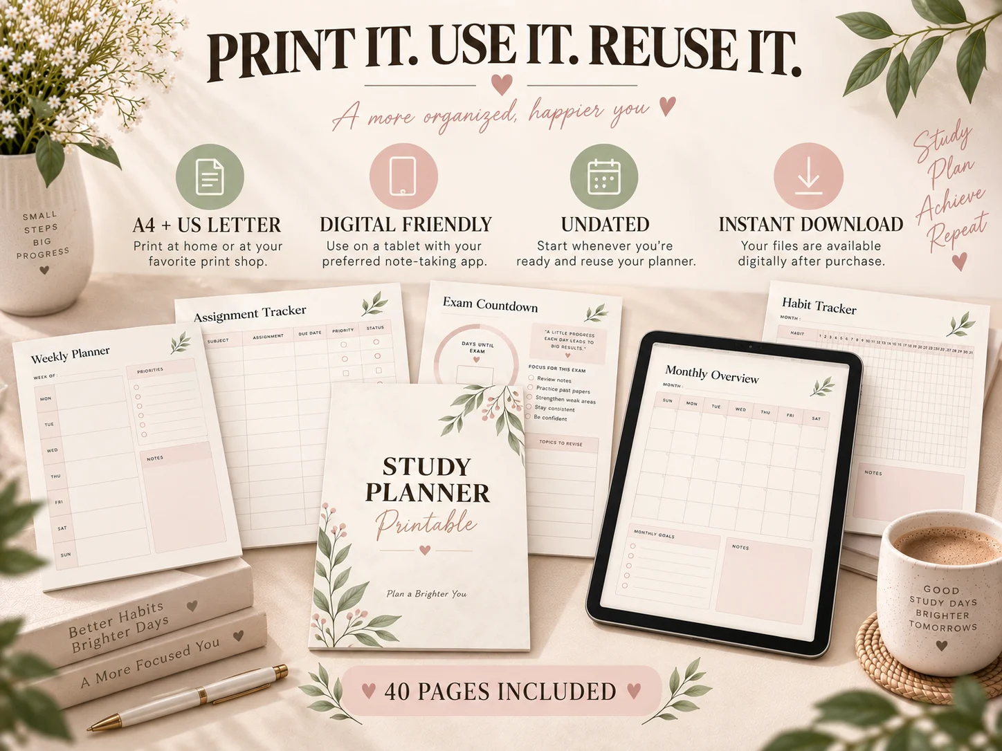 Study Planner Printable — Undated Student Planner for Assignments, Revision & Exams - Image 14