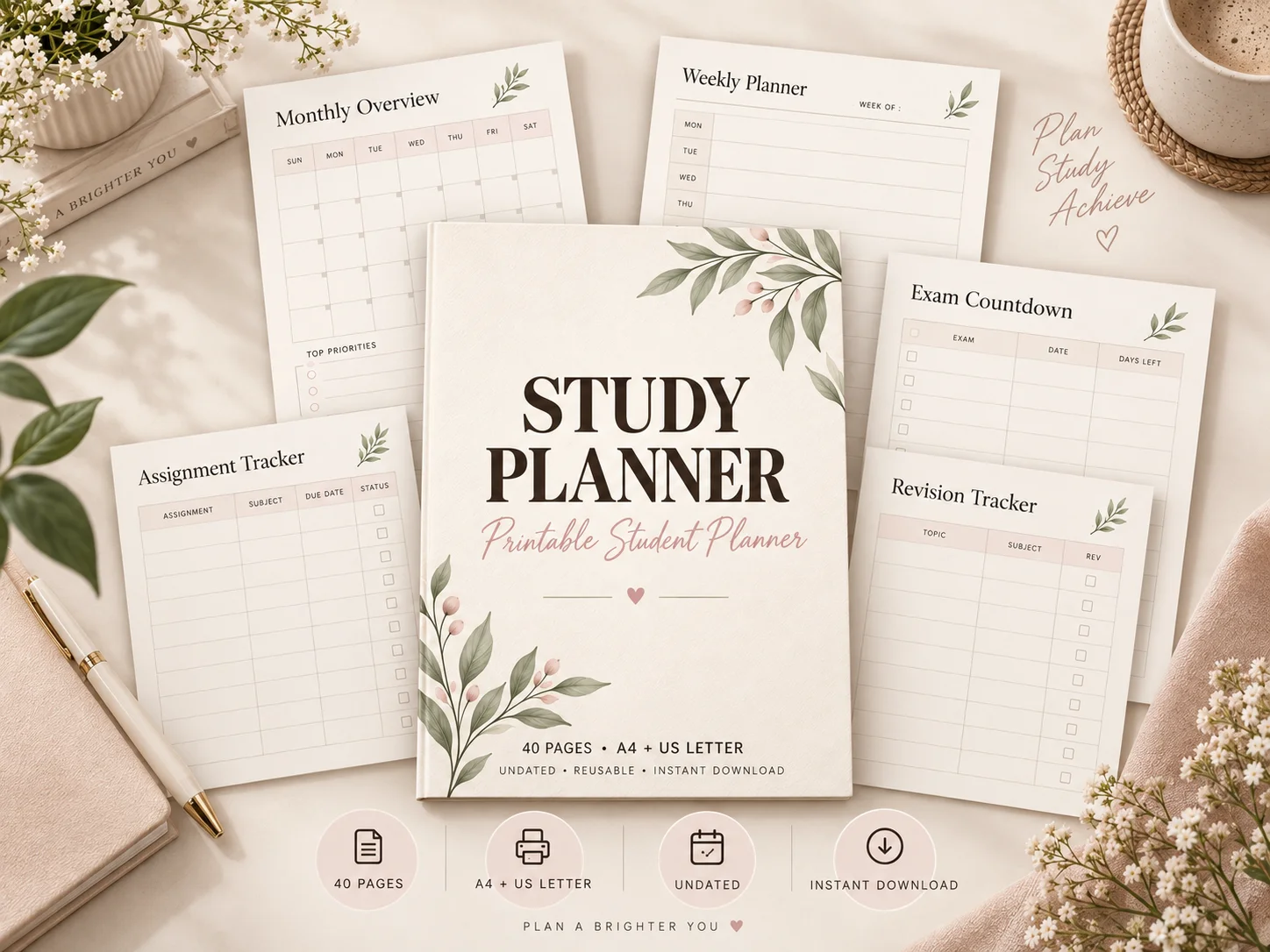 Study Planner Printable — Undated Student Planner for Assignments, Revision & Exams - Image 3