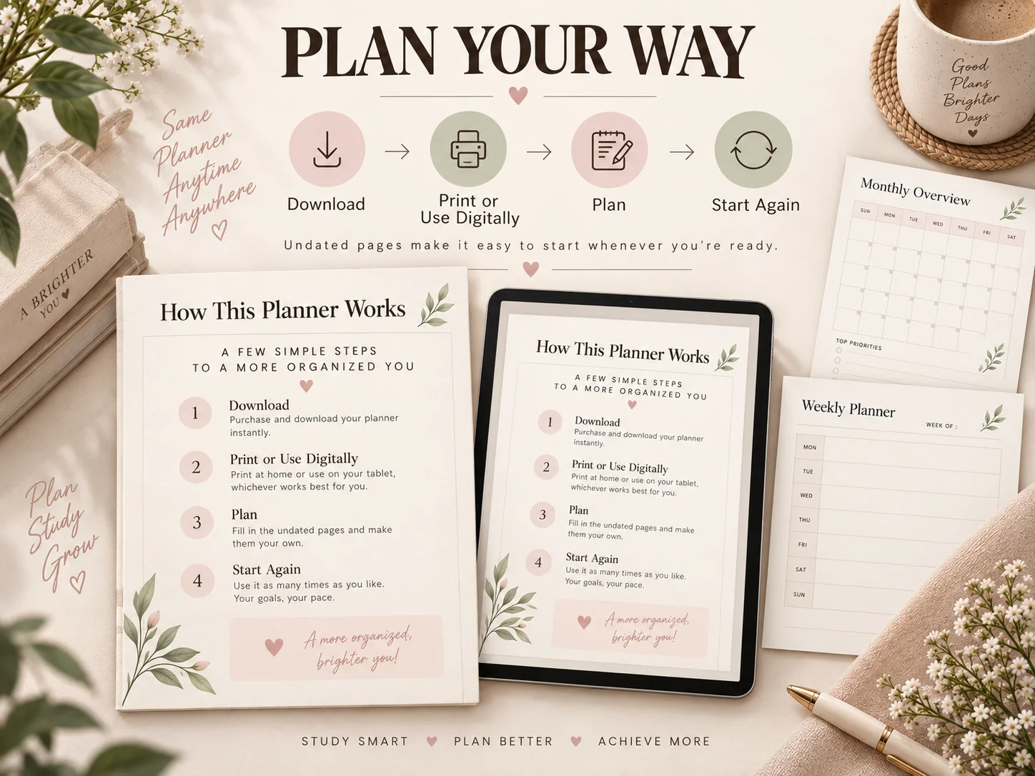 Study Planner Printable — Undated Student Planner for Assignments, Revision & Exams - Image 4